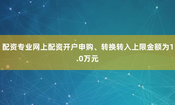 配资专业网上配资开户申购、转换转入上限金额为1.0万元